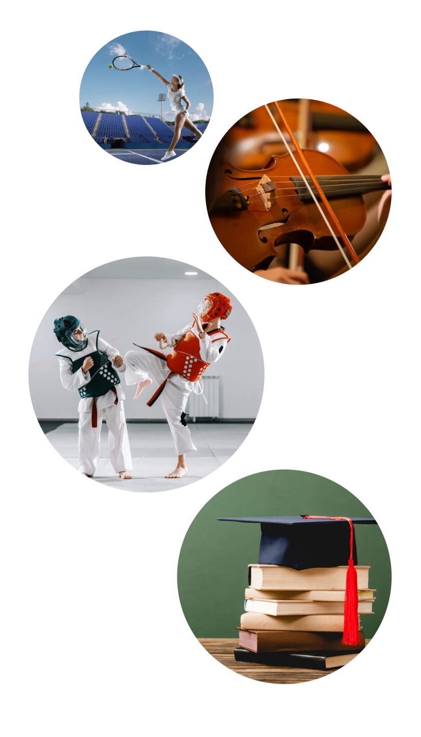 Tennis, violin, taekwondo and academics